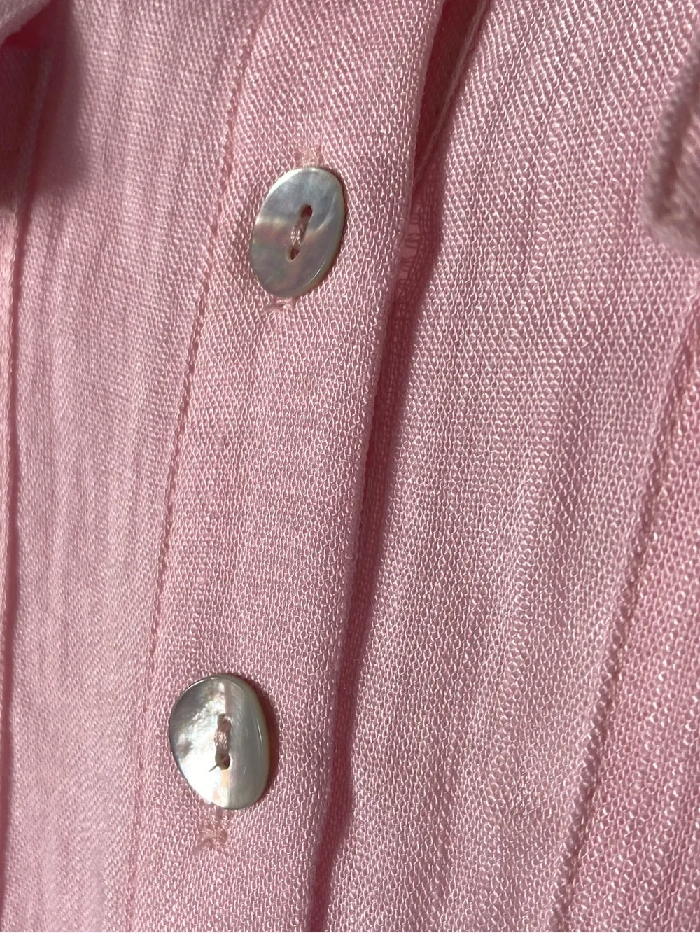 Kori~Light Pink-1/2 Button-Front~Popover~Blouse~Long Sleeve~Chest Pockets~Size L
